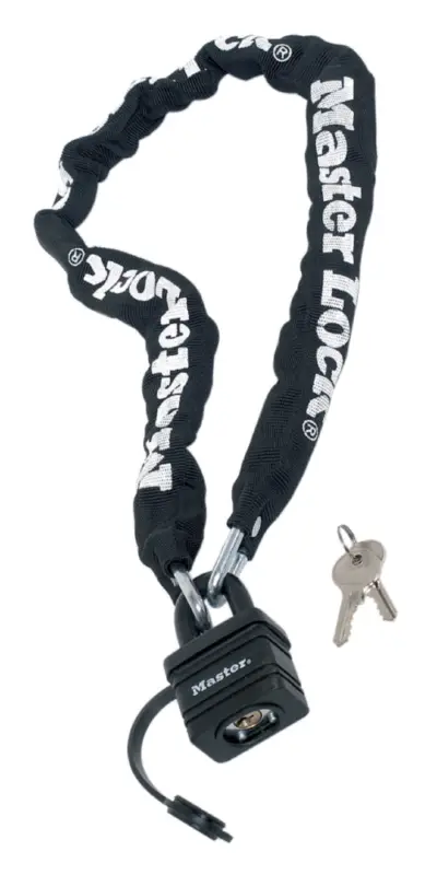 Zertifiziert Master Lock 8390EURDPRO Vorhängeschloss aus beschichtetem Stahl mit Kette aus gehärtetem Stahl 90 cm