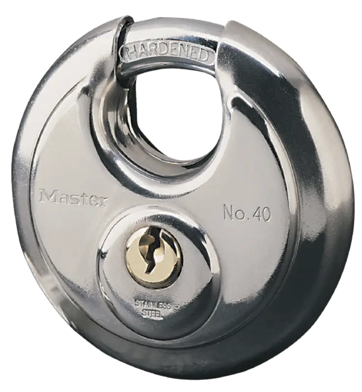 Markenprodukt Master Lock Disc Schloss 40EURD aus Edelstahl mit verdecktem Bügel