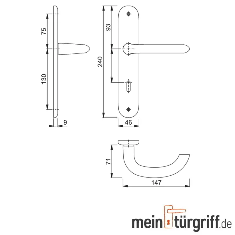 Hoppe Türdrücker Marseille 1138/273 PBB PZ WC Alu F1 Türgriff Türbeschlag Neuheit