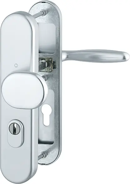 Neu HOPPE® Schutz-Wechselgarnitur mit Langschild Verona 86G/3332ZA/3310/1510, 8/72 mm, Aluminium