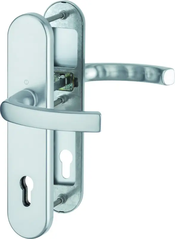 Echt HOPPE® Schutz-Drückergarnitur mit Langschild Luxembourg 199/3331/3310, 10/92 mm, Aluminium