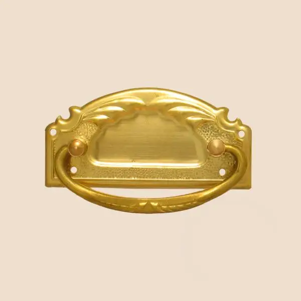 Jugendstil Möbelschild geprägt Messing MMA 84 x 40mm mit Griff Serie JU016 Ausverkauf