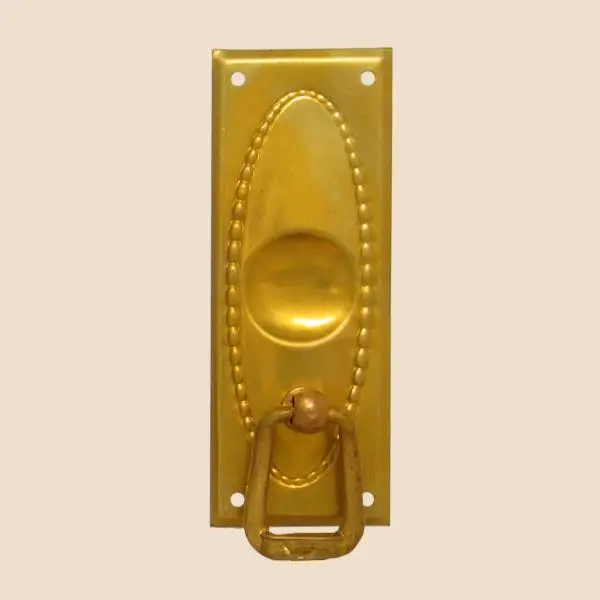 Abverkauf Jugendstil Möbelschild geprägt Messing MPA 32 x 85mm mit Griff Serie JU018