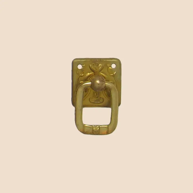Jugendstil Möbelschild geprägt Messing MPG 25 x 25mm mit Griff Serie JU012 Ausverkauf
