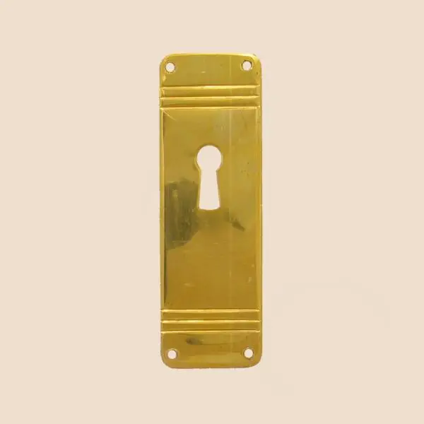 Jugendstil Möbelschild Messing MPG 27 x 79mm mit Schlüsselloch Serie JU013 Sonderangebot