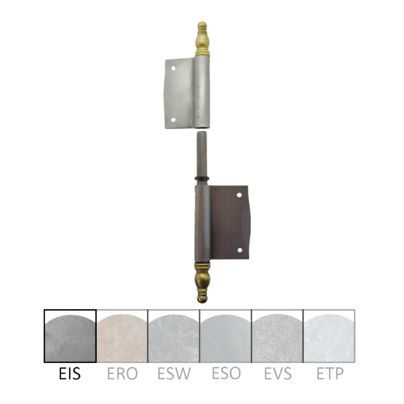 Neue Ware Einstemmband/Fitsche, 9mm Stift 120mm Höhe, versetzten Lappen und Messing Zierköpfen rechts