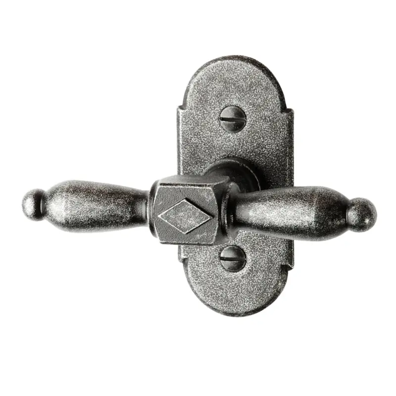 Fensterolive auf Rosette Nr.: 501-R Eisen schwarz passiviert L: 83mm Serie FG068 Meistverkauft