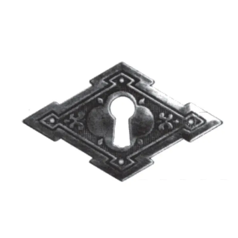 Saisonangebot Historismus Möbelschild geprägt Messing MPG 65 x 40mm mit Schlüsselloch Serie HI018