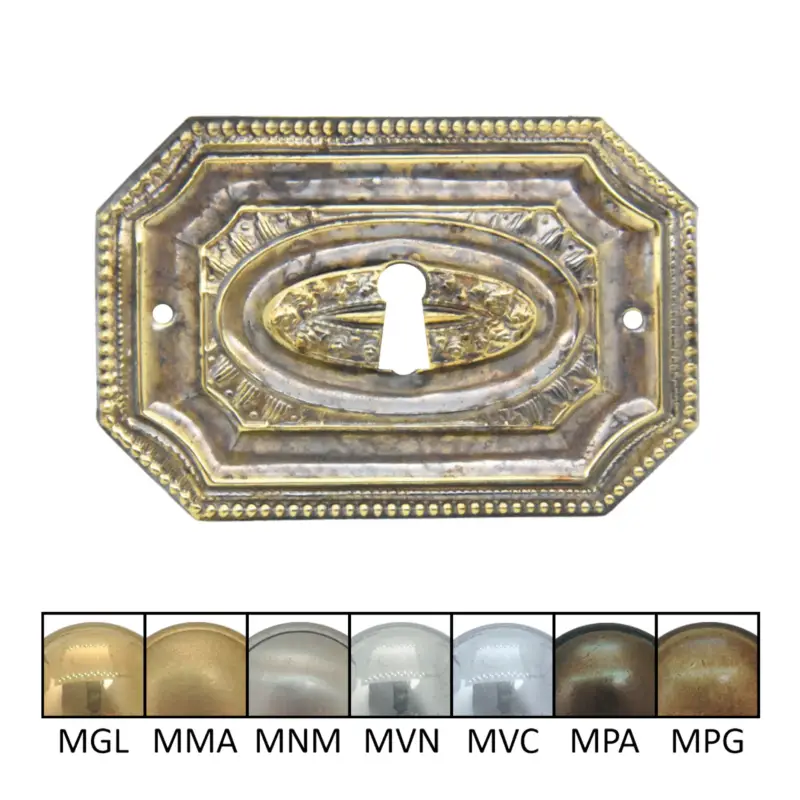 Mega-Angebot Klassizismus Möbelschild geprägt Messing MPG 75x50mm mit Schlüsselloch Serie KL060
