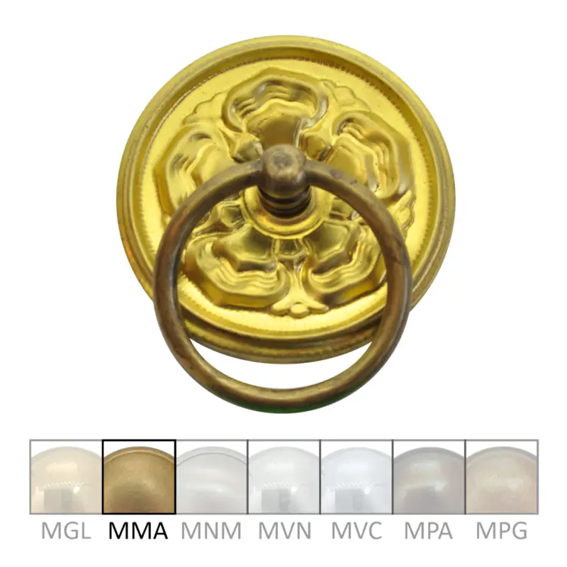 Abverkauf Klassizismus Möbelschild geprägt Messing MMA D77mm Griff Serie KL095
