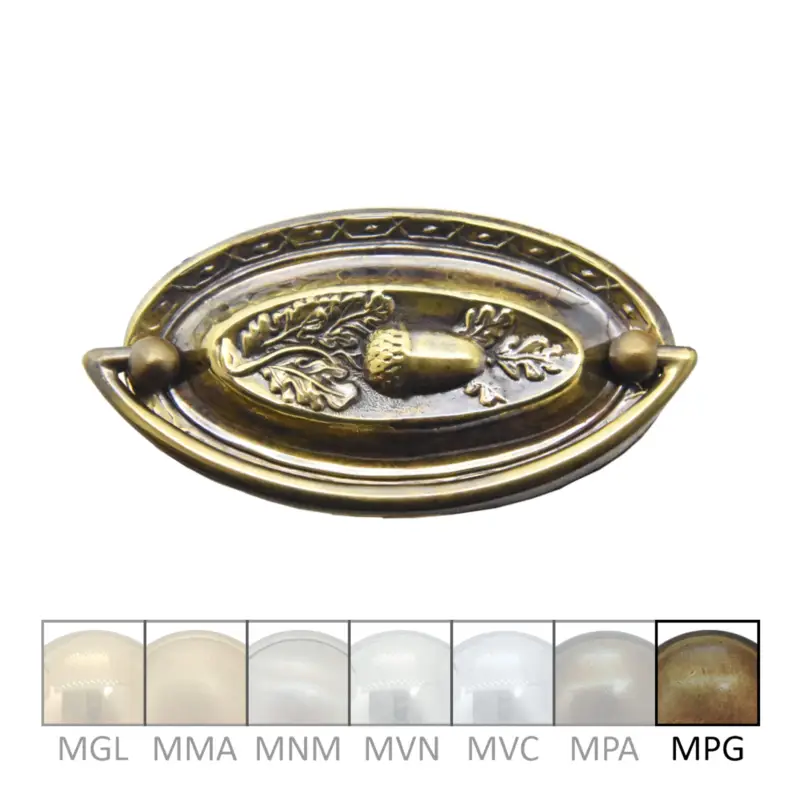 Klassizismus Möbelschild geprägt Messing MPG 92x51mm mit Griff Serie KL106 Ausverkauf