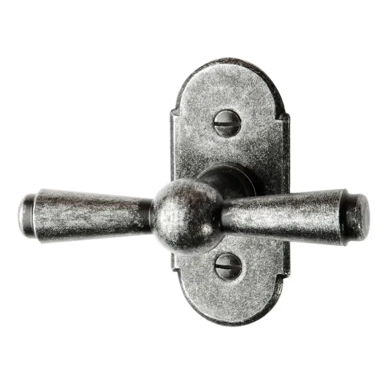 Schneller Versand Fensterolive auf Rosette Nr.: 501-R Eisen schwarz gebrannt u.gewachst L: 100mm Serie FG052